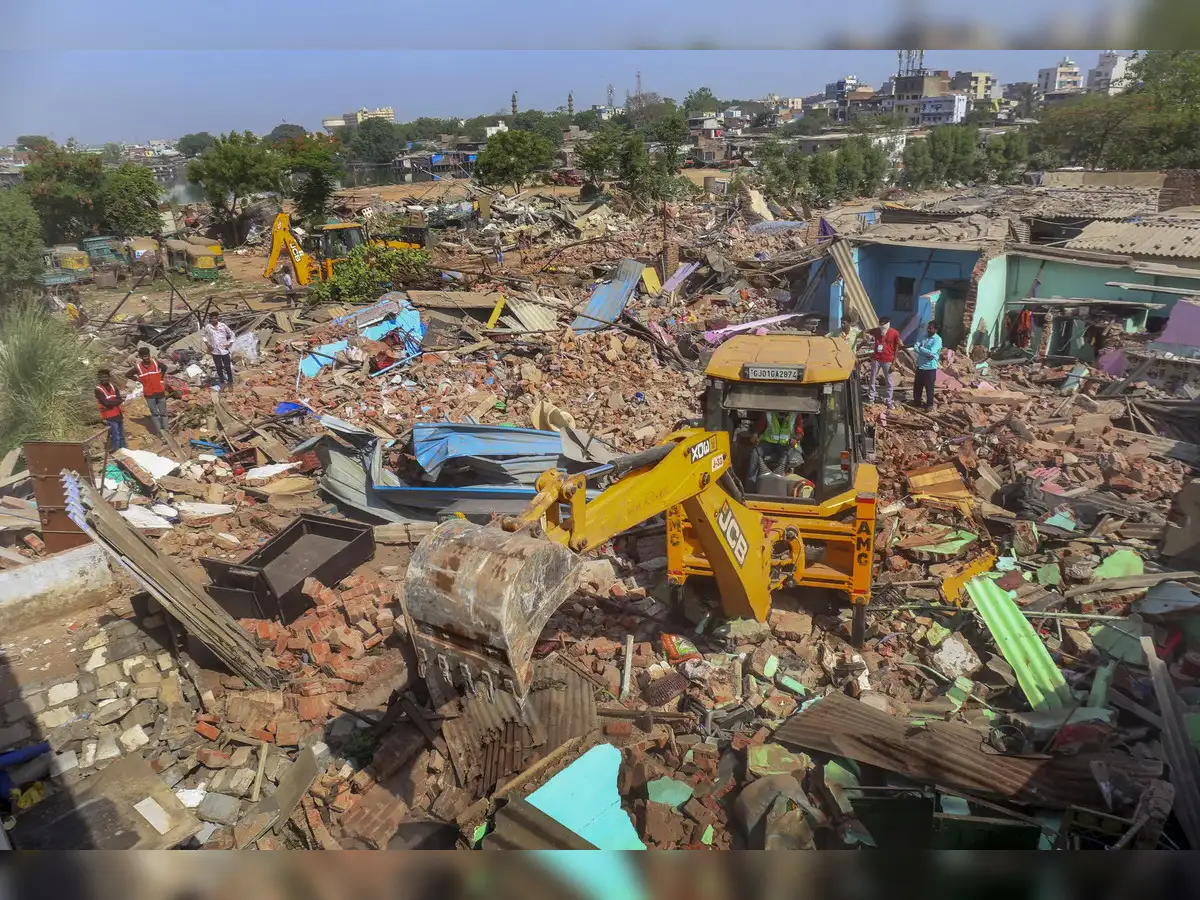 50 Jcbs 2000 Police Personnel Ahmedabad Launches Massive Demolition Drive To Remove Illegal Bangladeshi Immigrants
