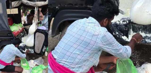 ଛେନା ବୋଝେଇ ଅଟୋରେ ଦୁର୍ବୃତ୍ତର ତାଣ୍ଡବ : ଏକ କୁଇଣ୍ଟାଲ ଛେନାକୁ ଫିଙ୍ଗିଦେଲା