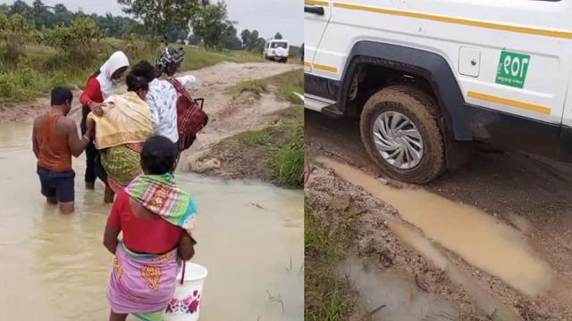 ରାସ୍ତା ଅବସ୍ଥା ଖରାପ: ଚାଲି ଚାଲି ଆମ୍ଭୁଲାନ୍ସ ନିକଟକୁ ଗଲେ ଗର୍ଭବତୀ