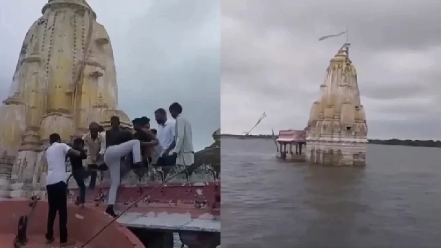 ପାଣିରେ ବୁଡି ରହିଛି ସଙ୍ଗମେଶ୍ବର ମହାଦେବ ମନ୍ଦିର, ଡଙ୍ଗାରେ ଯାଇ ଭଗବାନଙ୍କୁ ଦର୍ଶନ କରୁଛନ୍ତି ଭକ୍ତ